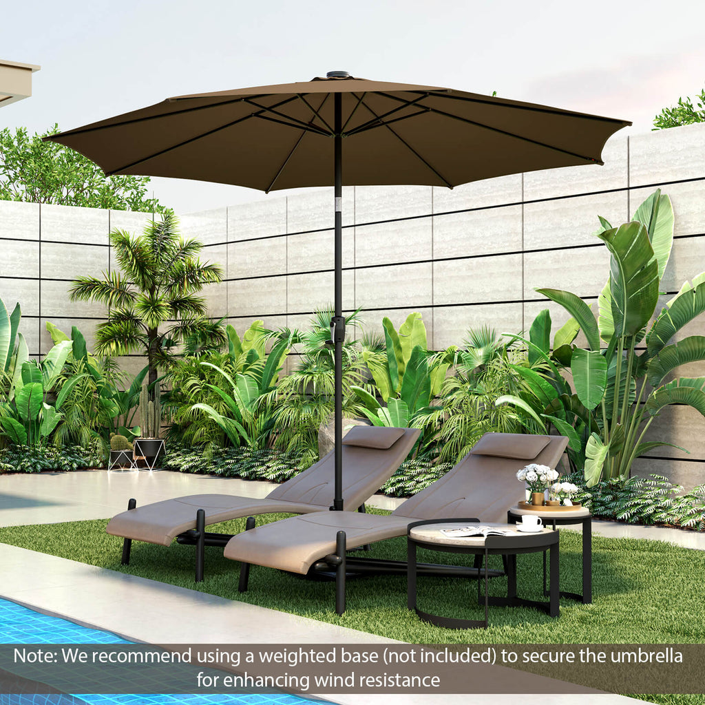 10 FT Solar Patio Umbrella with 112 LED Lights - Coffee