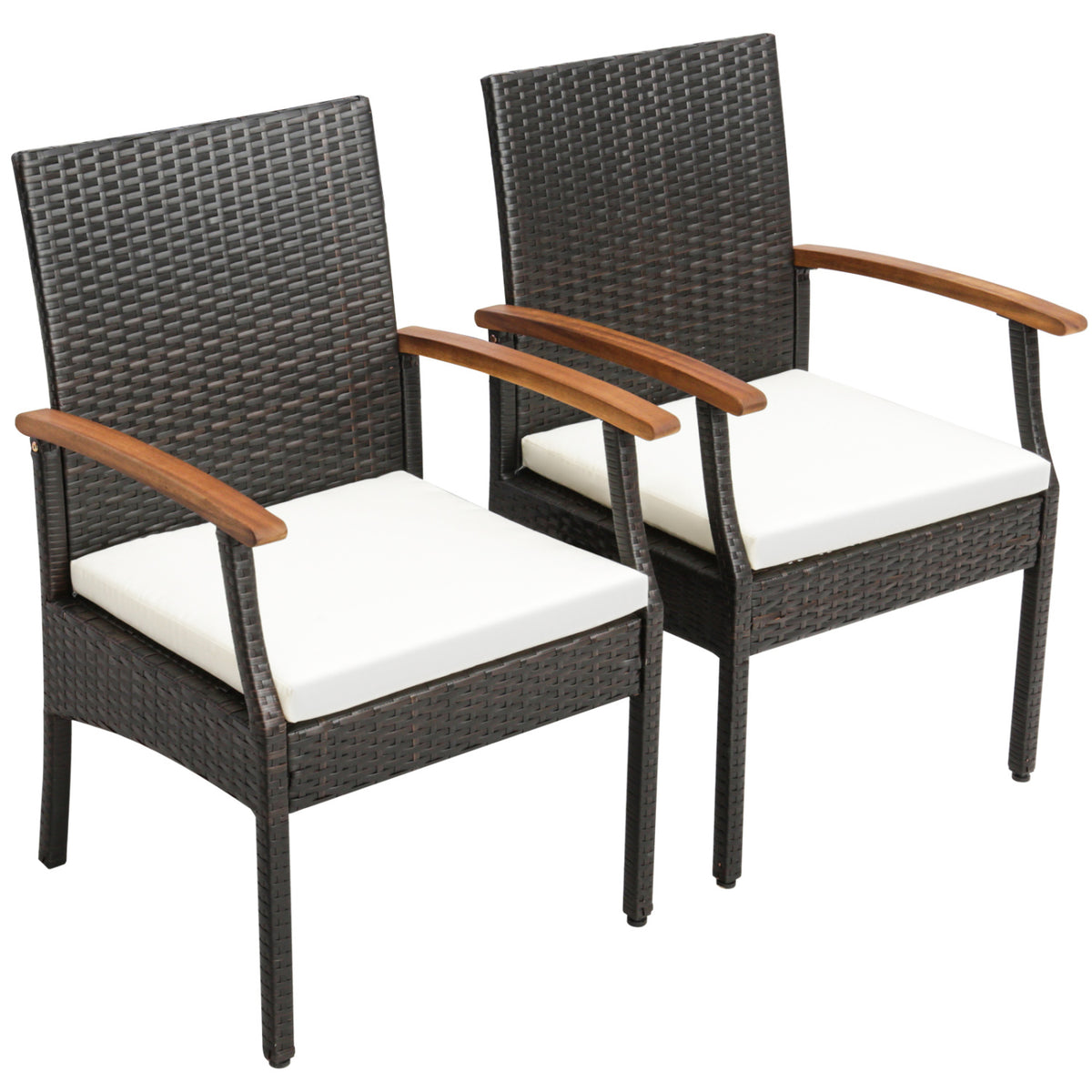 Patio Dining Chair Set of 2 - Rattan with Cushion
