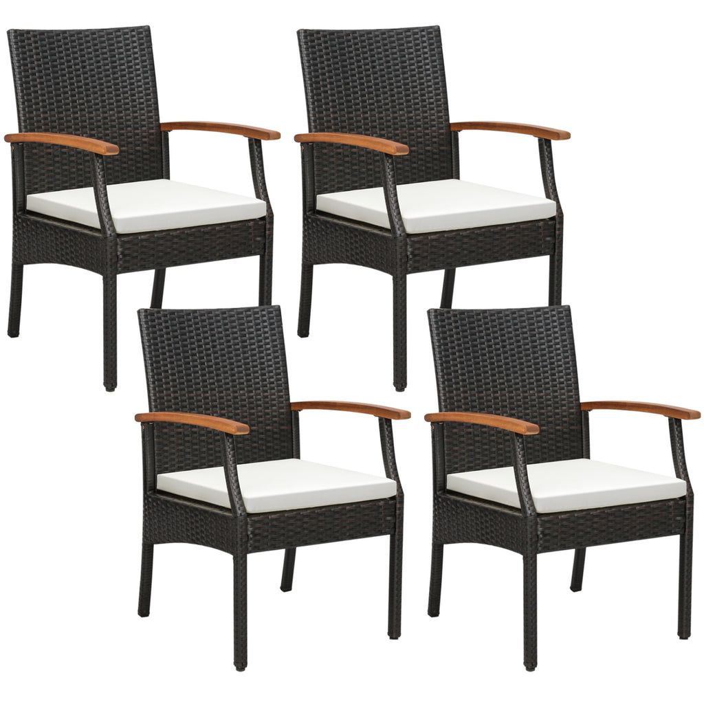 Patio Dining Chair Set of 2 - Rattan with Cushion