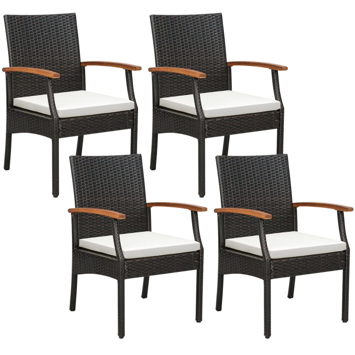 Patio Dining Chair Set of 2 - Rattan with Cushion
