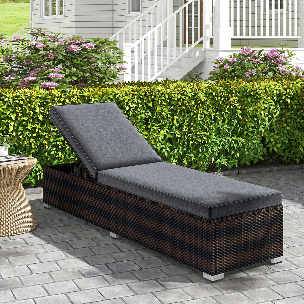 Patio Wicker Lounge Chair with 4-Position Backrest – Brown