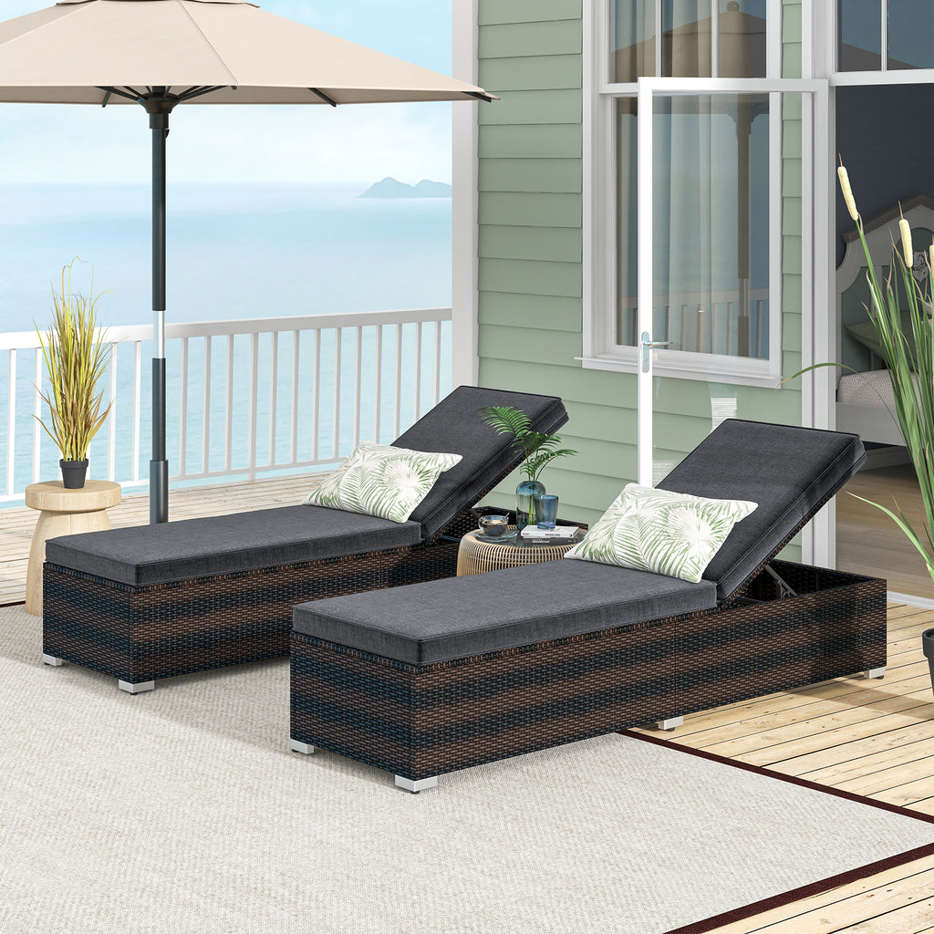 Patio Wicker Lounge Chair with 4-Position Backrest – Brown