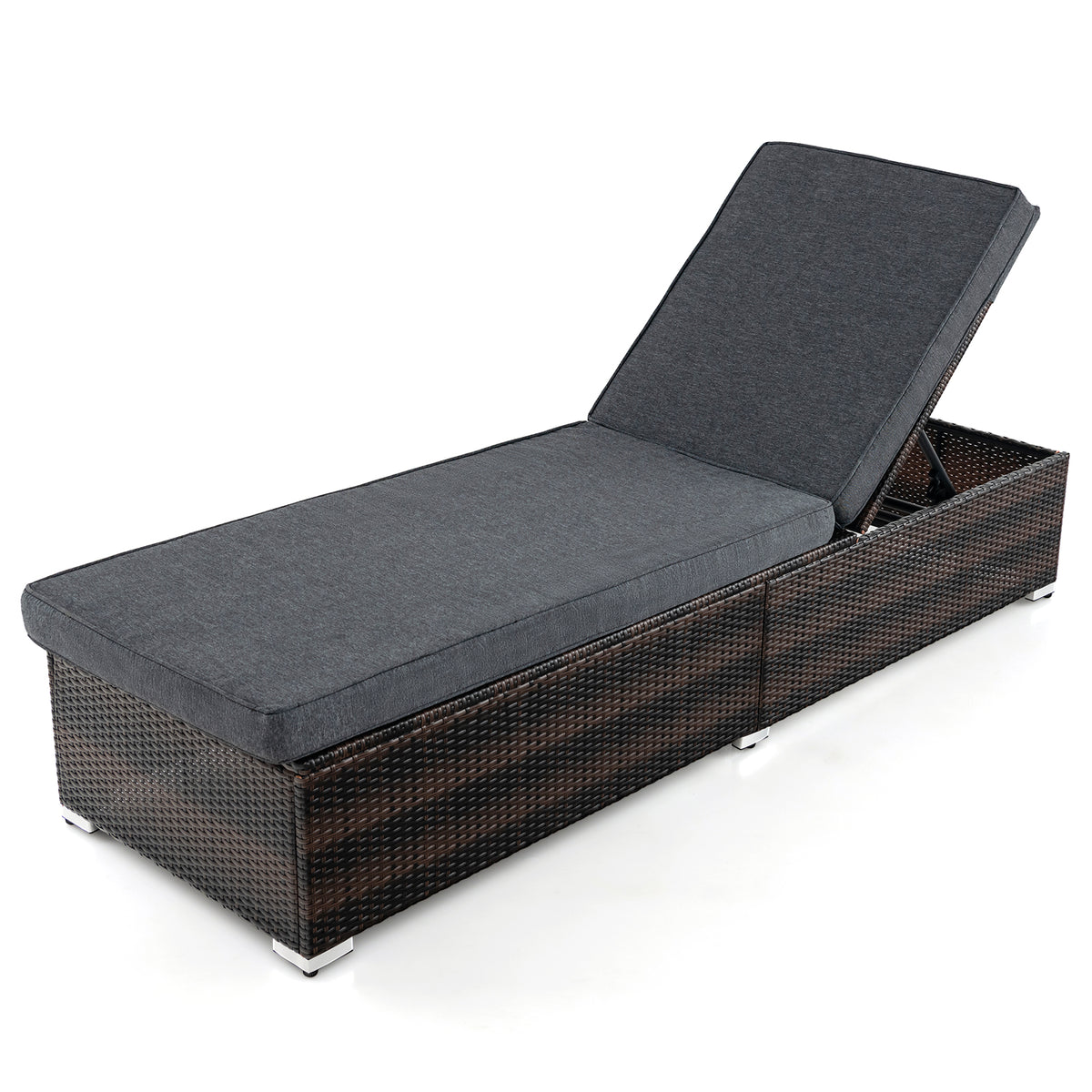 Patio Wicker Lounge Chair with 4-Position Backrest – Brown