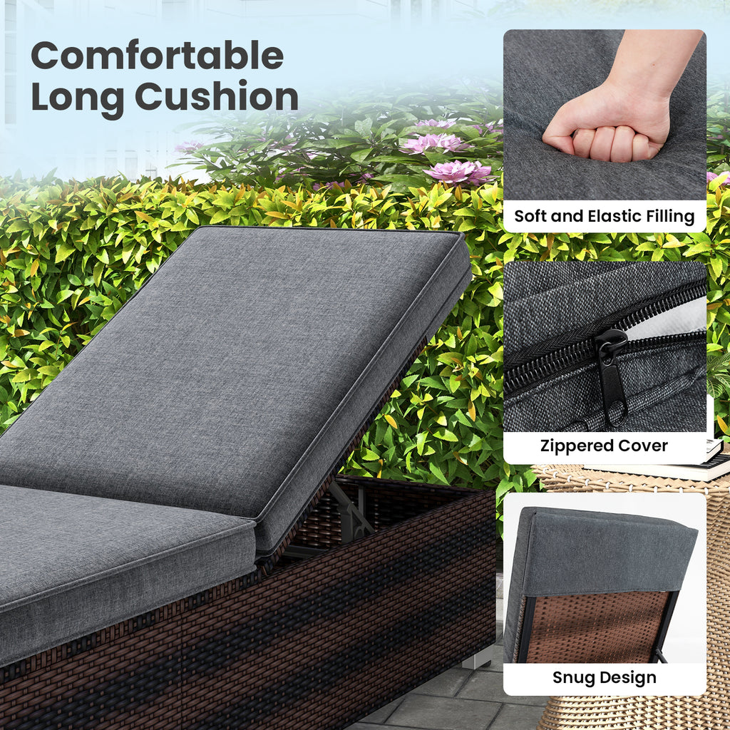 Patio Wicker Lounge Chair with 4-Position Backrest – Brown