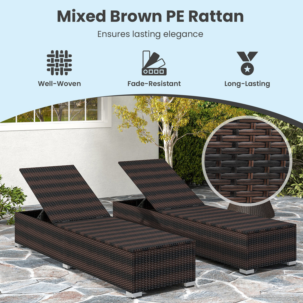 Patio Wicker Lounge Chair with 4-Position Backrest – Brown