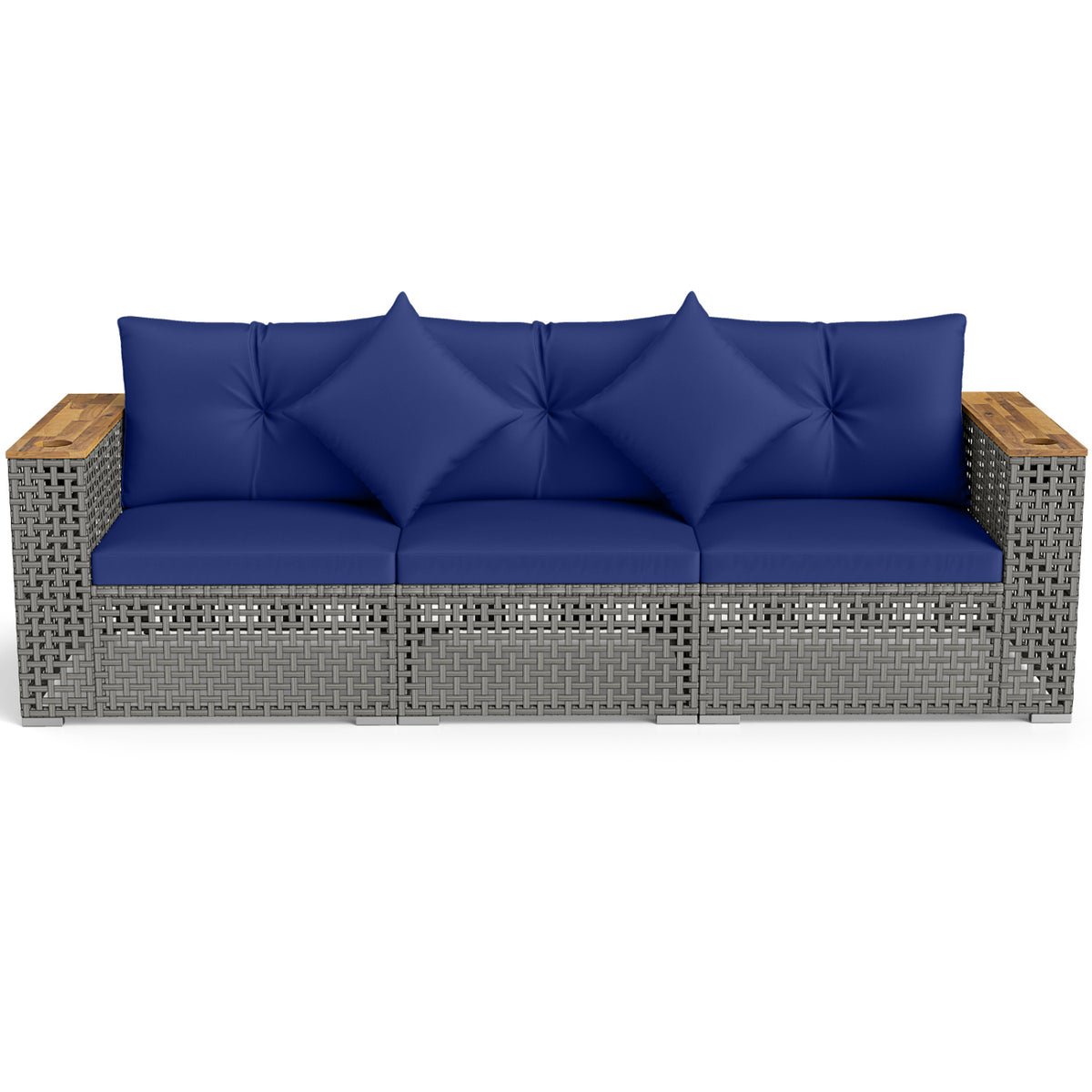 Patio Wicker Sectional Furniture Set with 1 Armless and 2 Corner