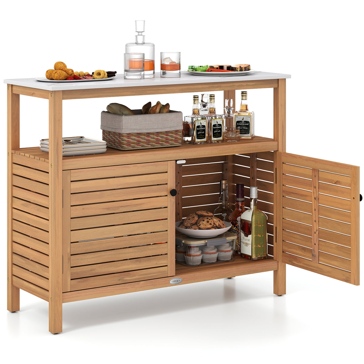 Patio Wood Storage Cabinet Outdoor Acacia Buffet