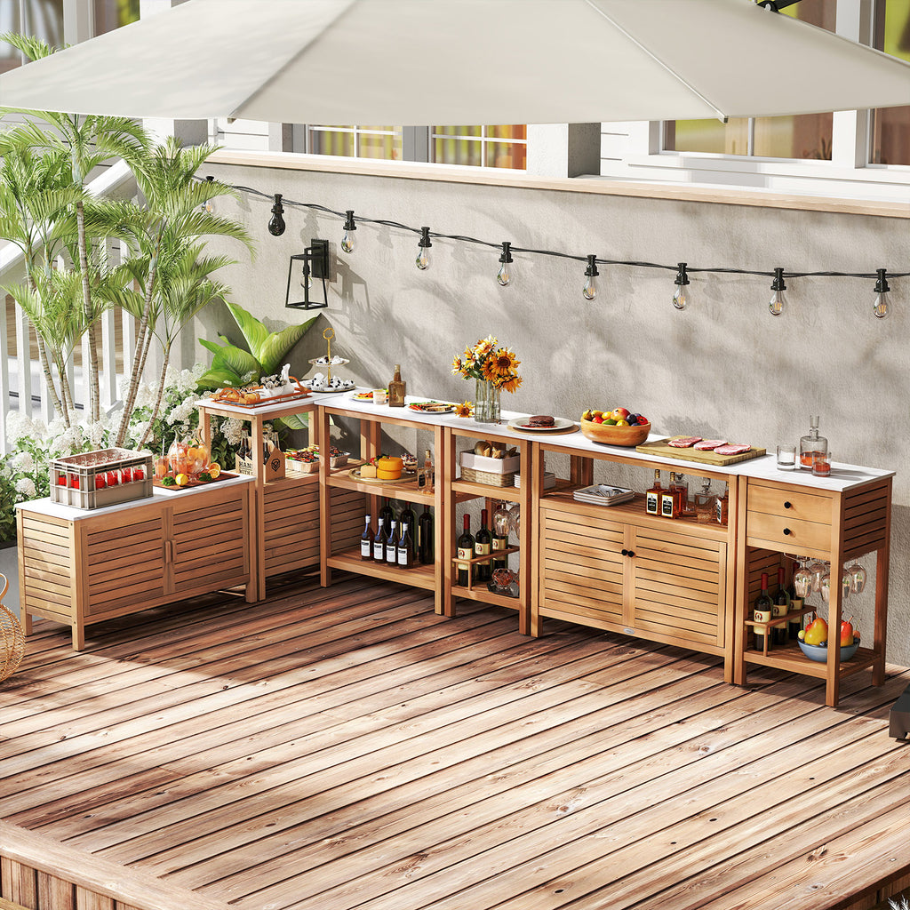 Patio Wood Storage Cabinet Outdoor Acacia Buffet