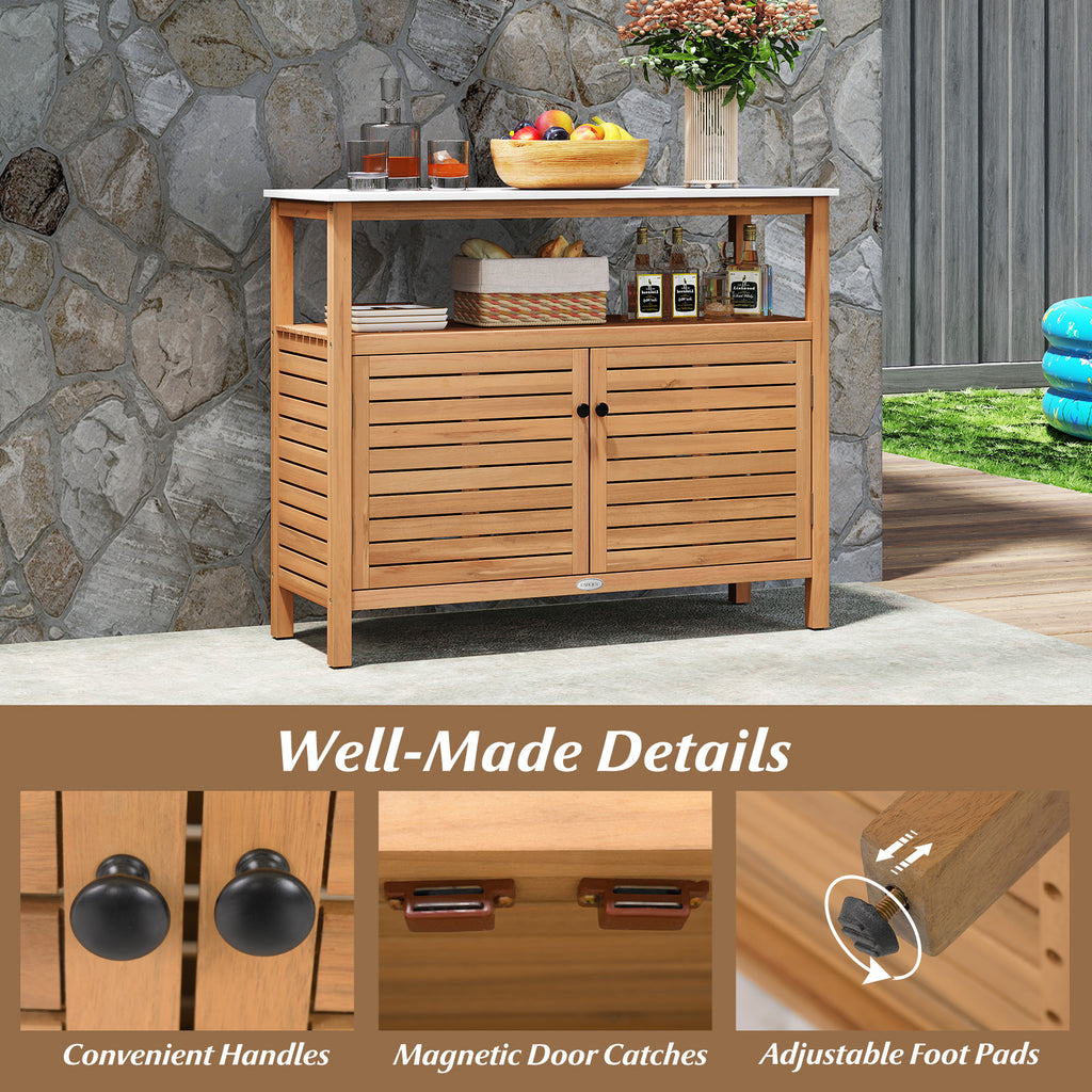 Patio Wood Storage Cabinet Outdoor Acacia Buffet