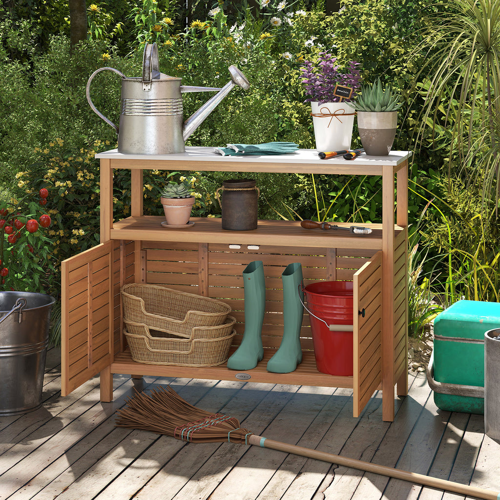 Patio Wood Storage Cabinet Outdoor Acacia Buffet