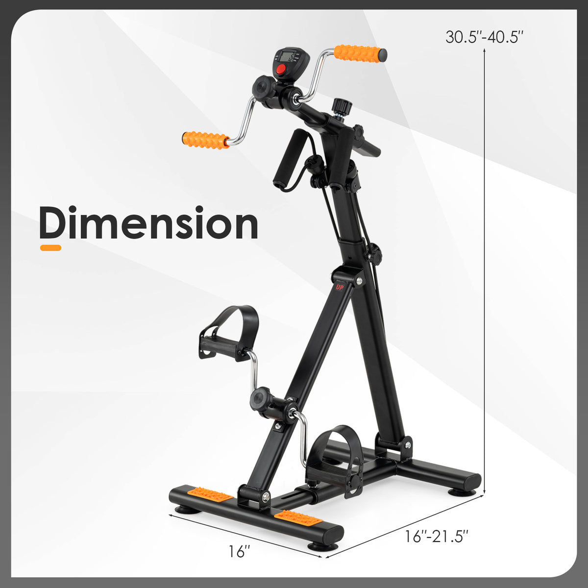 Pedal Exerciser with Adjustable Resistance for Arm and Leg Workout - Orange, Resistance Bands Included