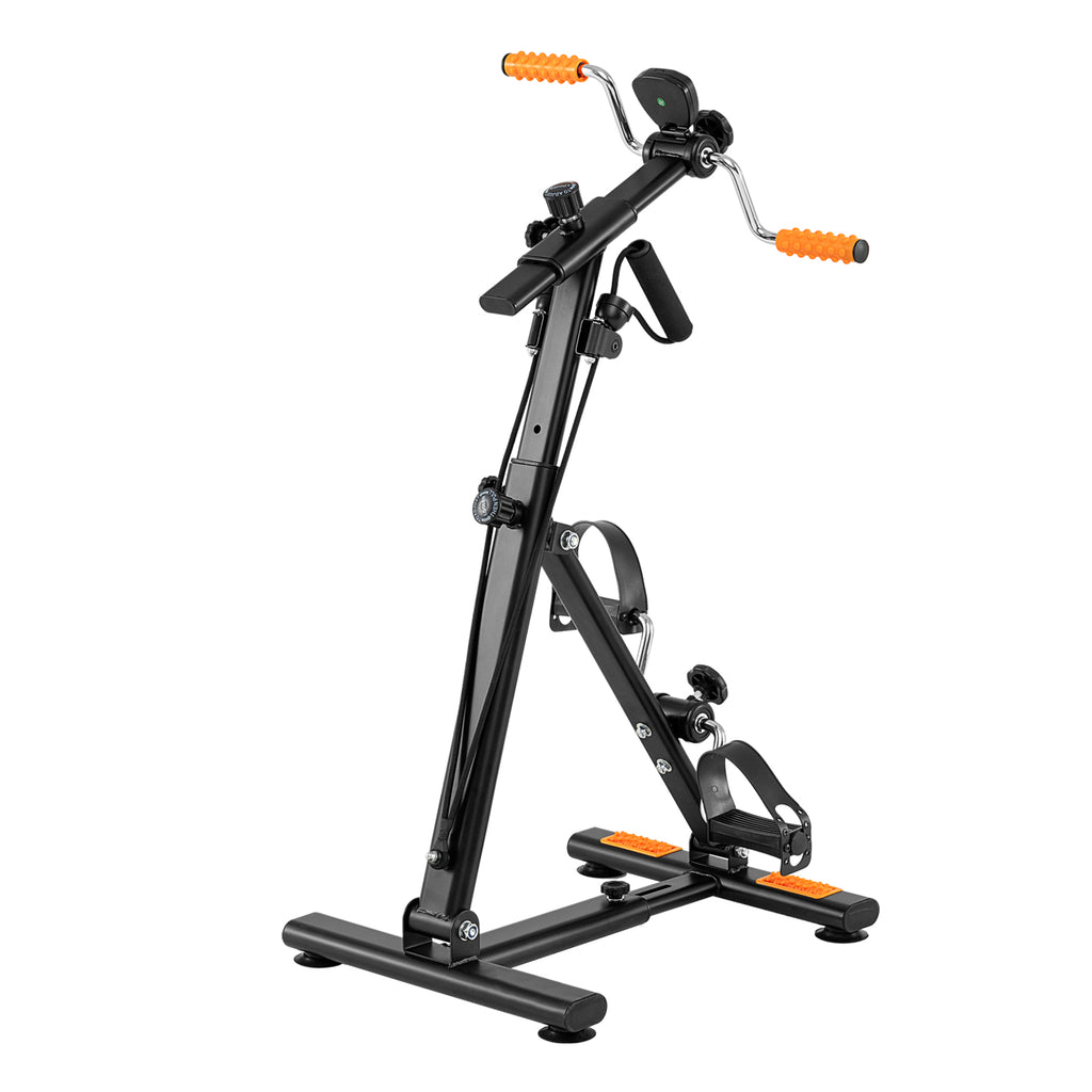 Pedal Exerciser with Adjustable Resistance for Arm and Leg Workout - Orange, Resistance Bands Included