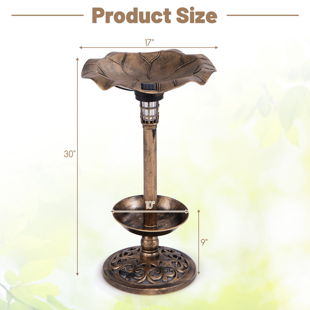 Birdbath and Feeder Combo with Lotus Leaf Bowl - Bronze Bottom Planter Variation