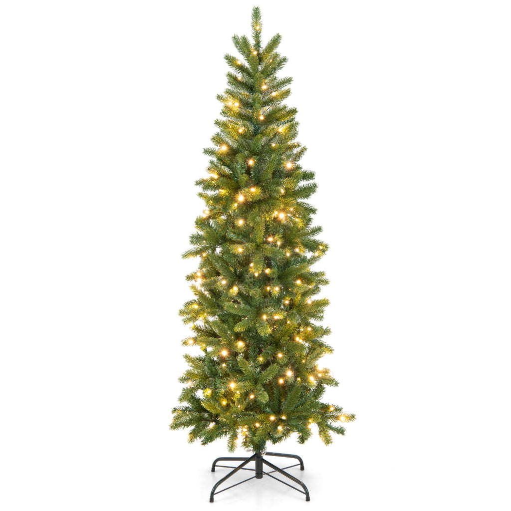 Pencil Christmas Tree with 180 LED Lights, Multi-Color & Warm White, Foldable & Adjustable