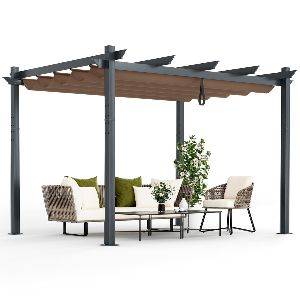 10 x 12 Feet Outdoor Aluminum Retractable Pergola Canopy Shelter