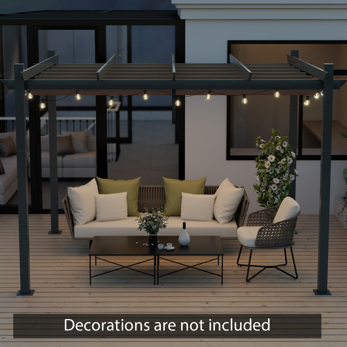 10 x 12 Feet Outdoor Aluminum Retractable Pergola Canopy Shelter