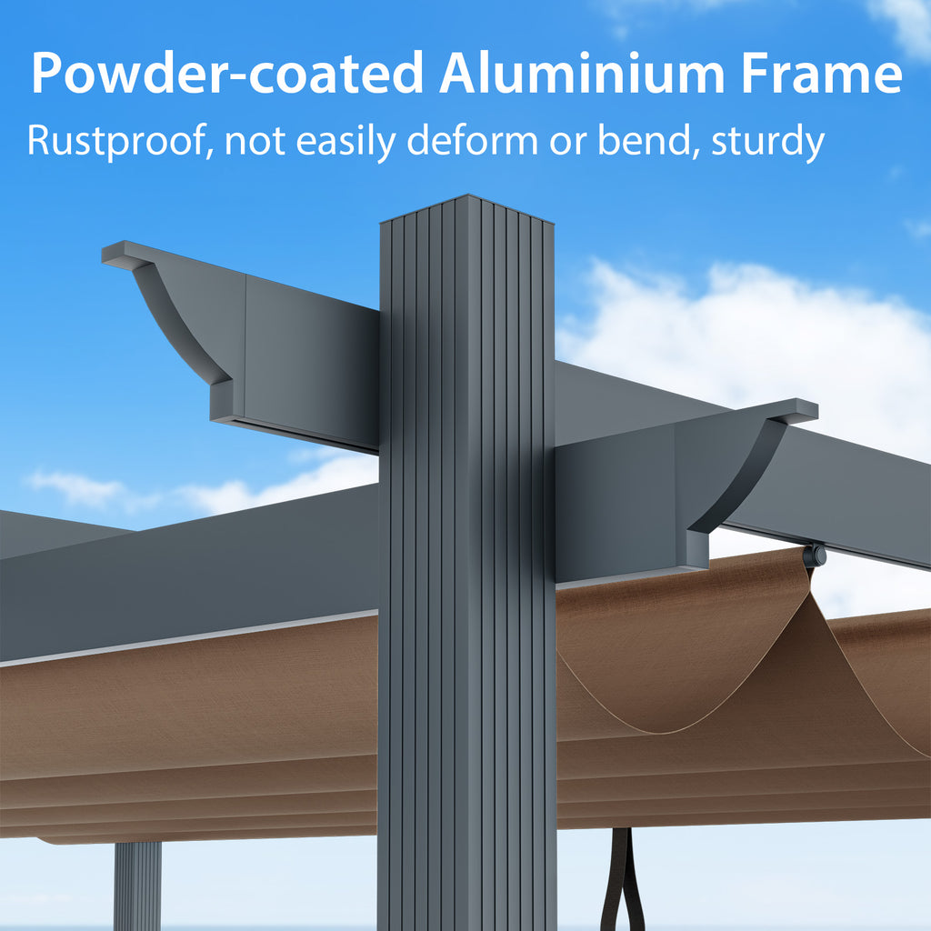 10 x 12 Feet Outdoor Aluminum Retractable Pergola Canopy Shelter