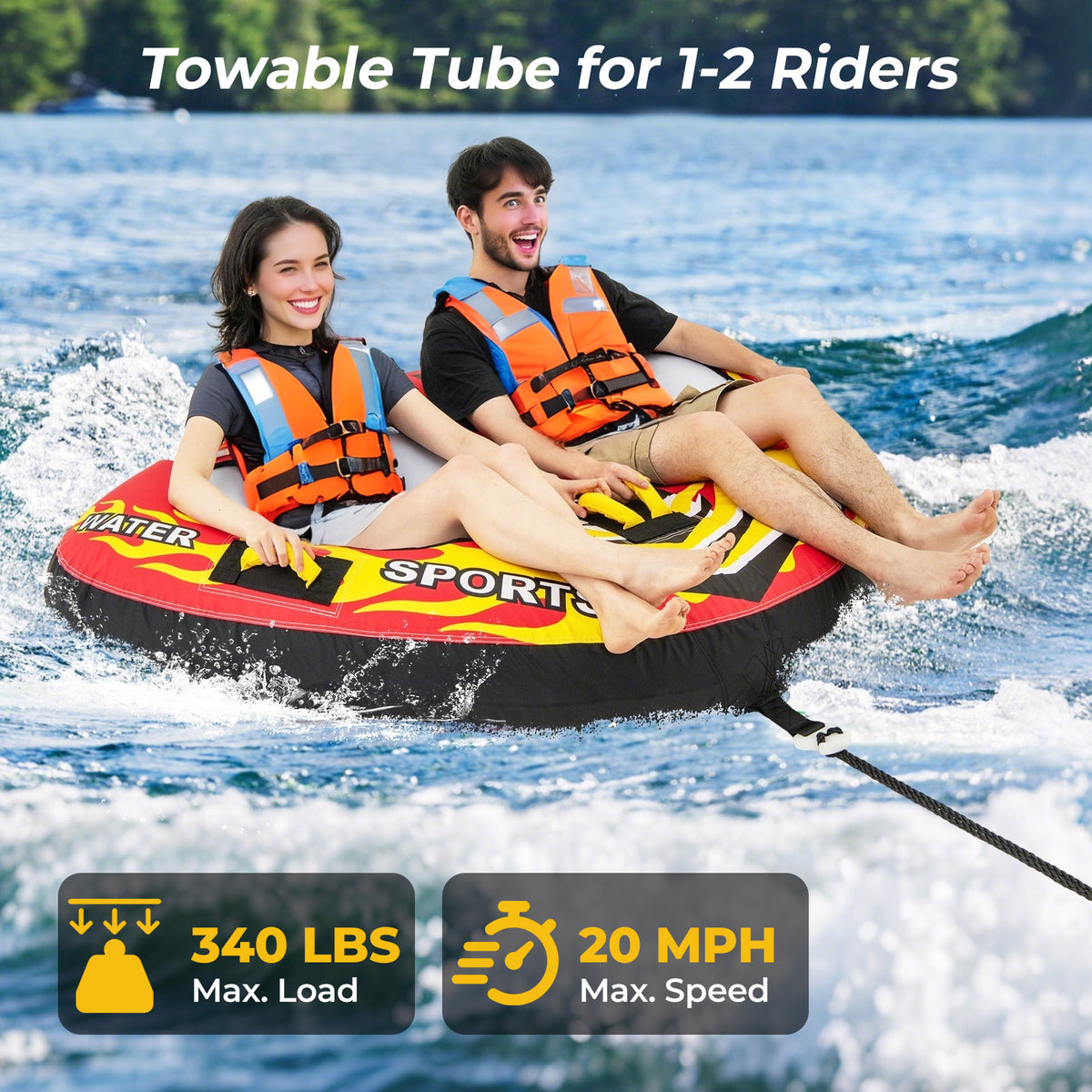 Towable Tube with Quick Connector Drainage - Style 5 for Water Sports