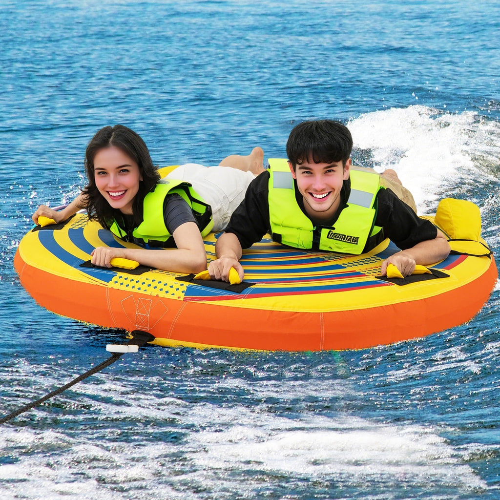 2 Person Inflatable Towable Tube for Boating - Style 4 with Quick Connector