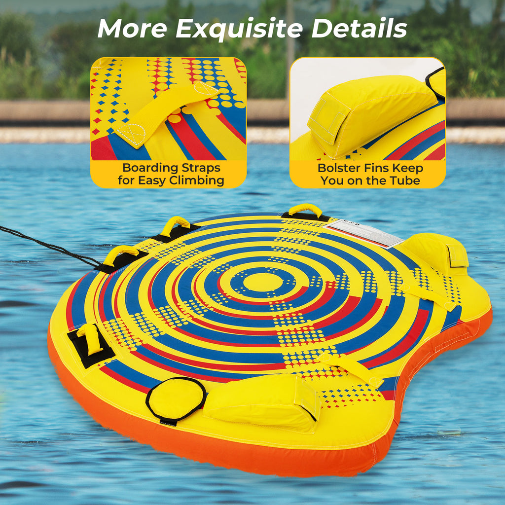 2 Person Inflatable Towable Tube for Boating - Style 4 with Quick Connector