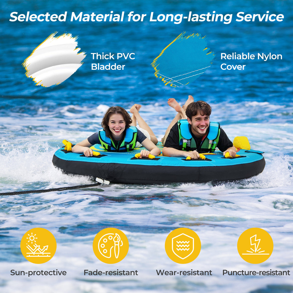 3-Person Inflatable Towable Boat Tube Platform - Style 3 with Double Valves
