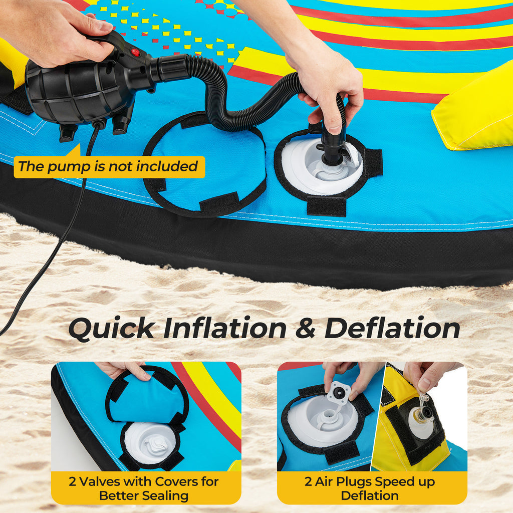 3-Person Inflatable Towable Boat Tube Platform - Style 3 with Double Valves