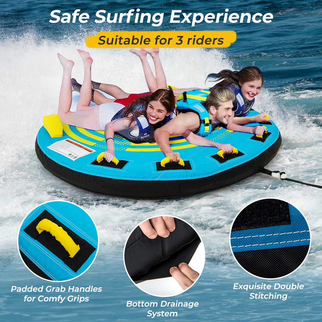 3-Person Inflatable Towable Boat Tube Platform - Style 3 with Double Valves