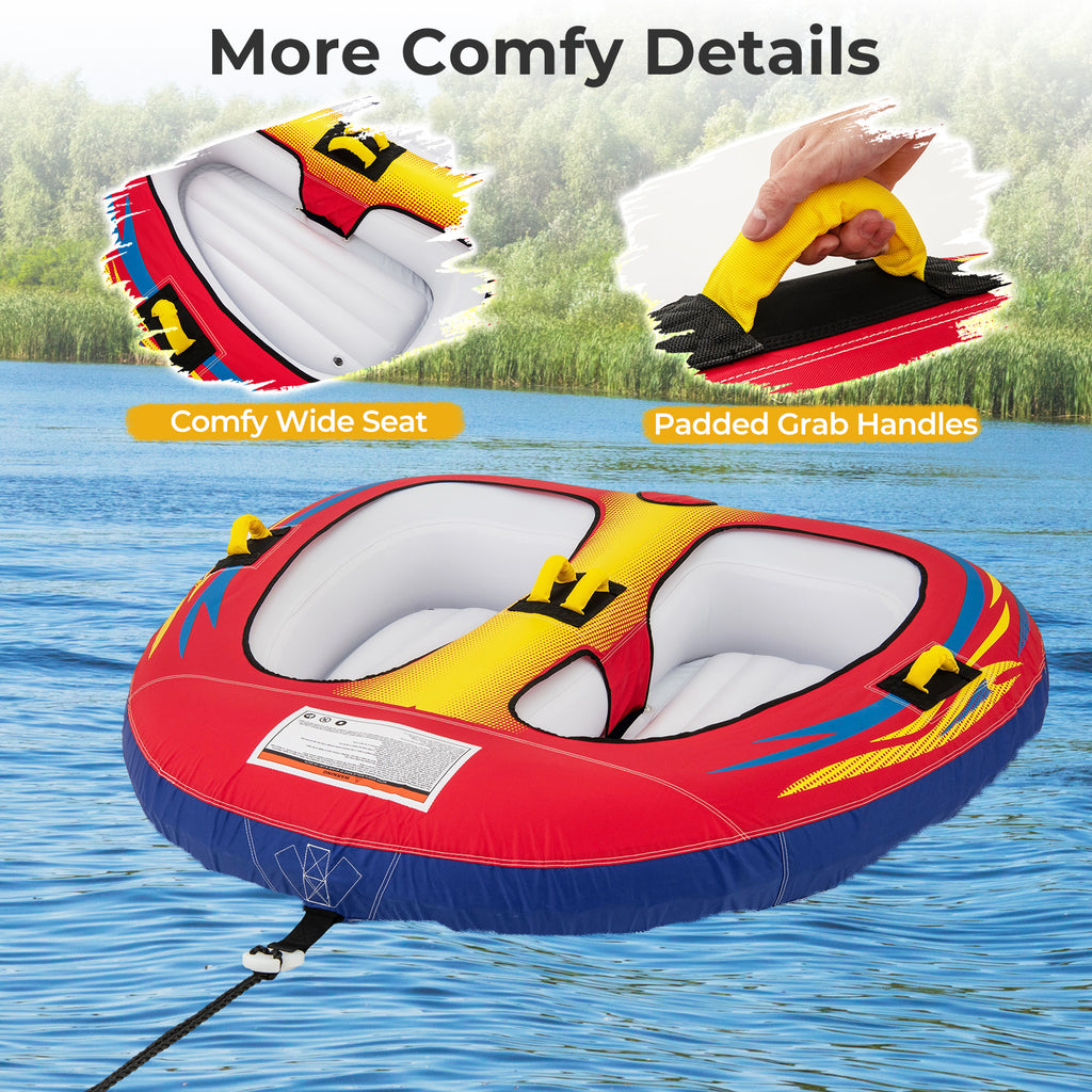 2 Person Inflatable Towable Tube for Boating with Drainage - Style 1
