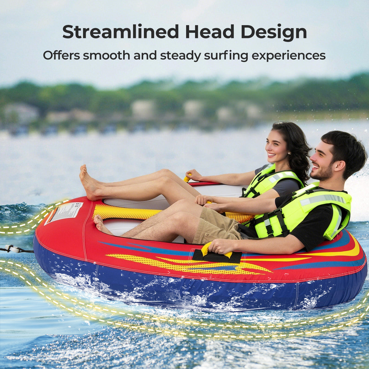 2 Person Inflatable Towable Tube for Boating with Drainage - Style 1