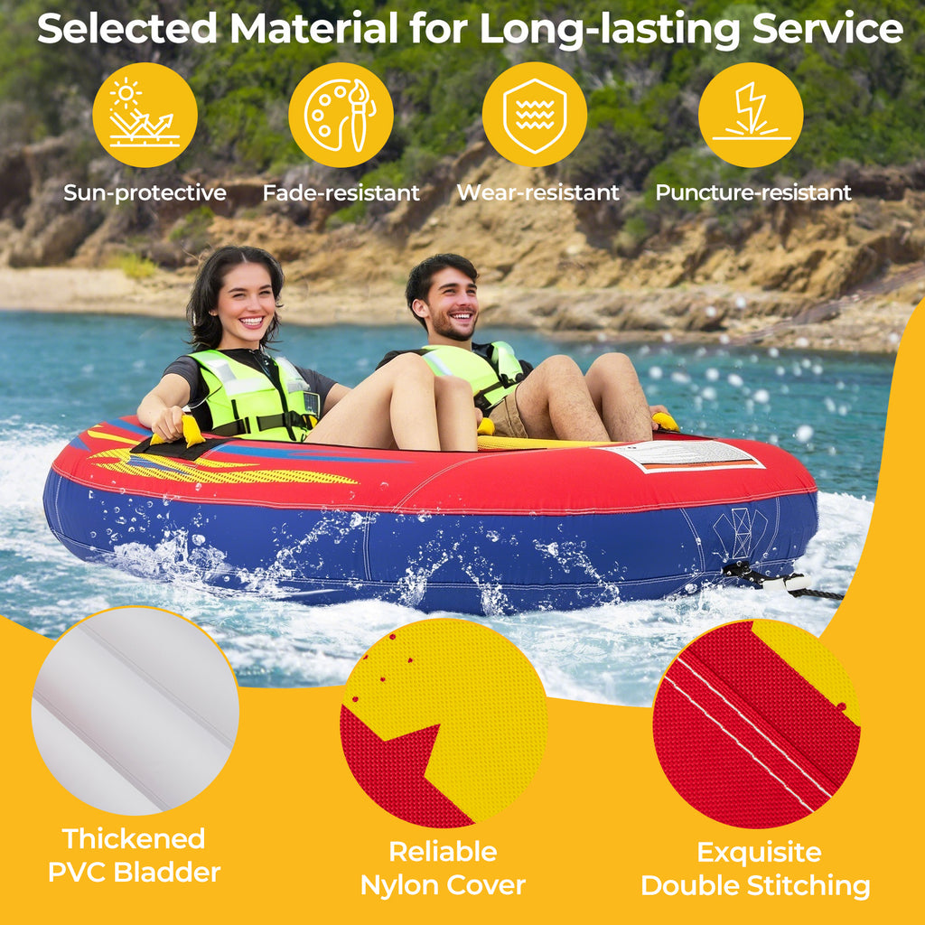 2 Person Inflatable Towable Tube for Boating with Drainage - Style 1