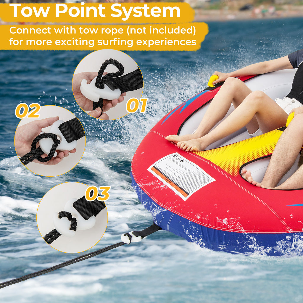 2 Person Inflatable Towable Tube for Boating with Drainage - Style 1