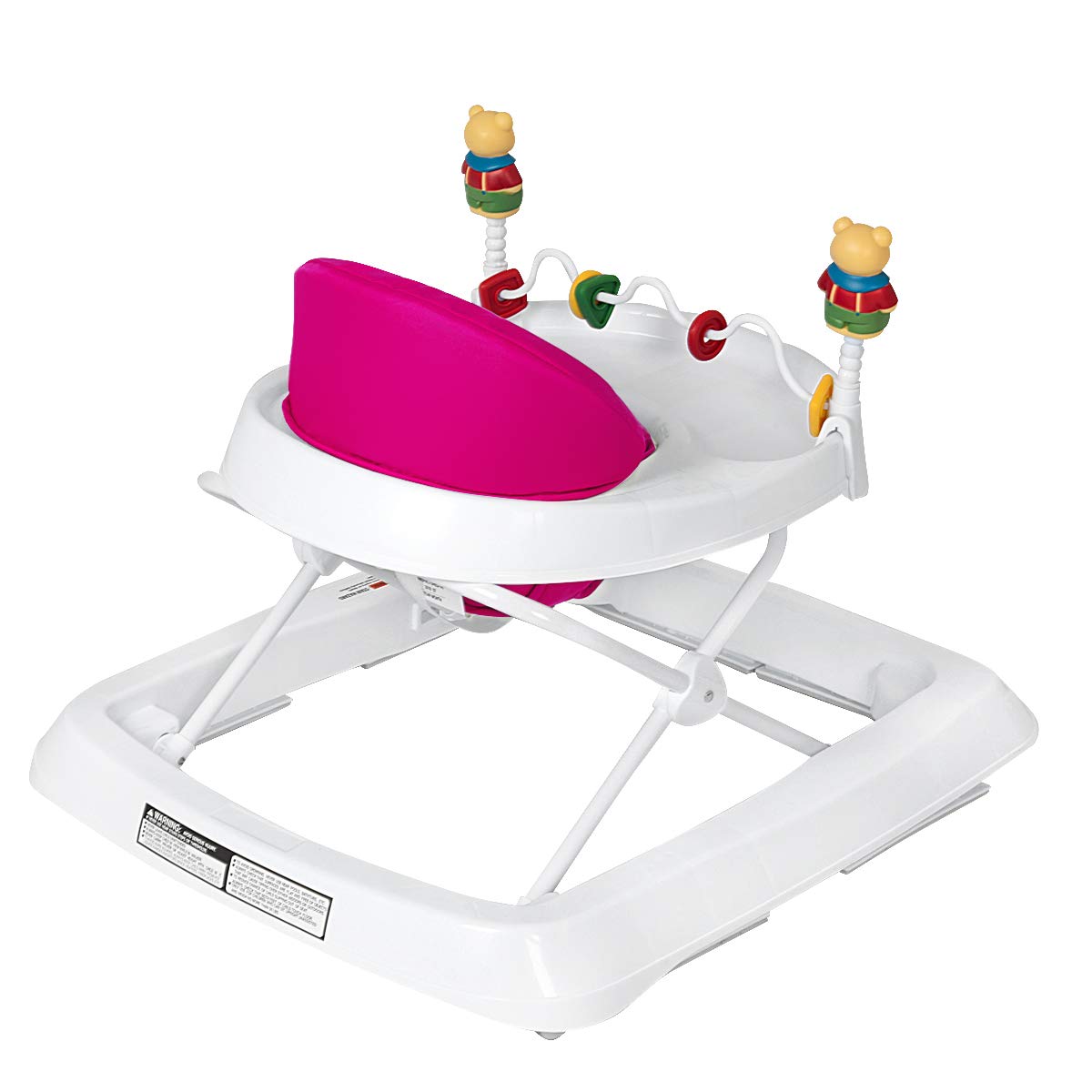 Height Adjustable Baby Walker with Padded Seat & Safety Features - Pink 24x28x22 inch