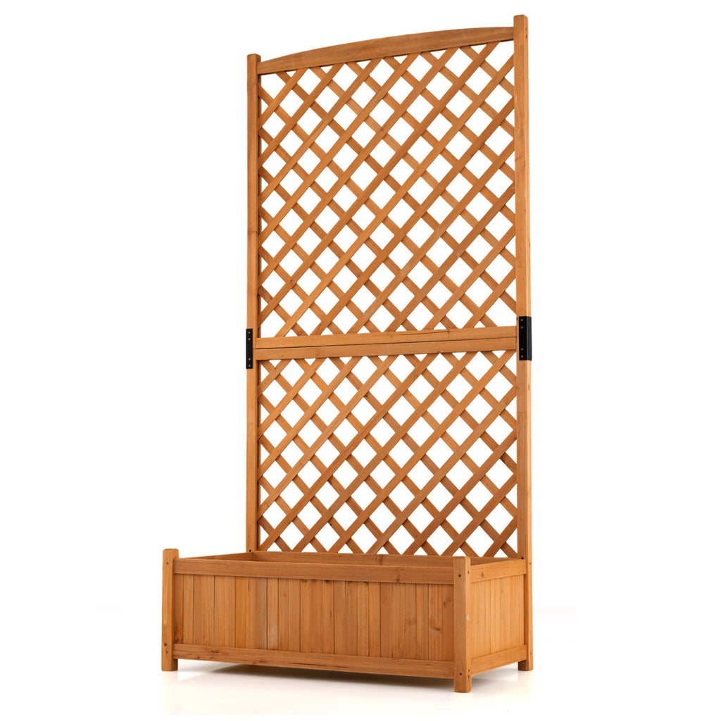 Raised Garden Planter with Trellis 36 x 18 x 71 Inch, Orange