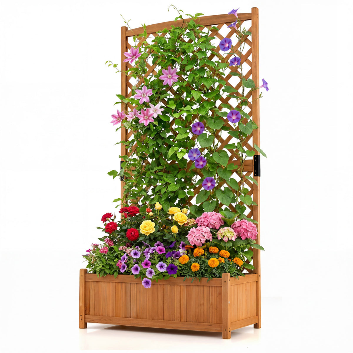 Raised Garden Planter with Trellis 36 x 18 x 71 Inch, Orange