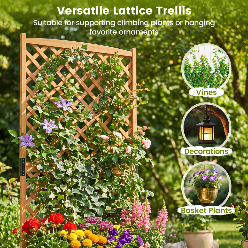 Raised Garden Planter with Trellis 36 x 18 x 71 Inch, Orange