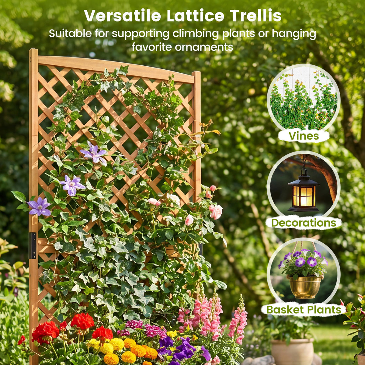 Raised Garden Planter with Trellis 36 x 18 x 71 Inch, Orange
