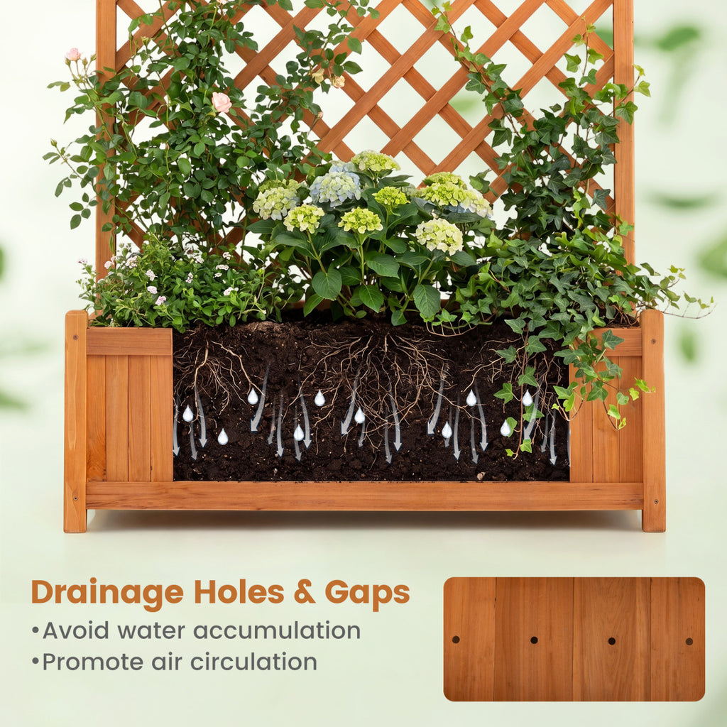 Raised Garden Planter with Trellis 36 x 18 x 71 Inch, Orange