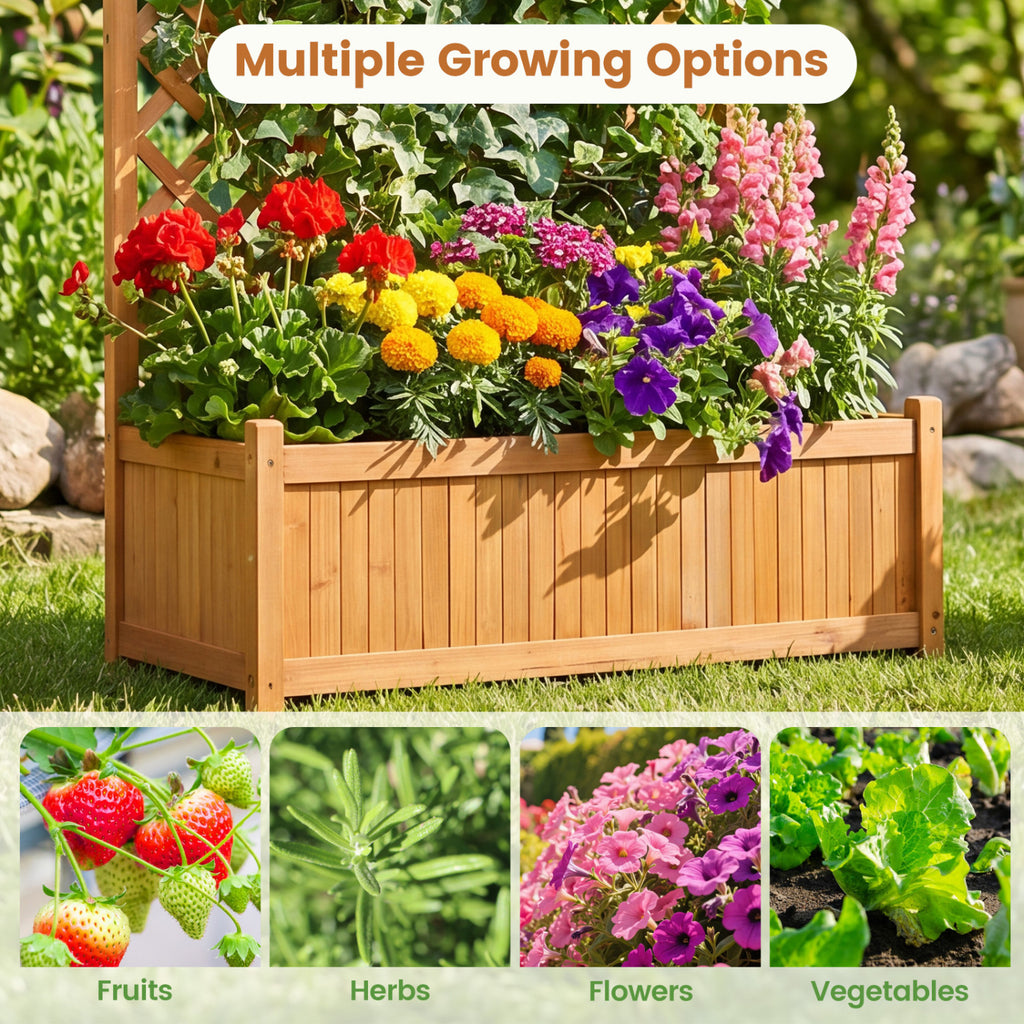 Raised Garden Planter with Trellis 36 x 18 x 71 Inch, Orange