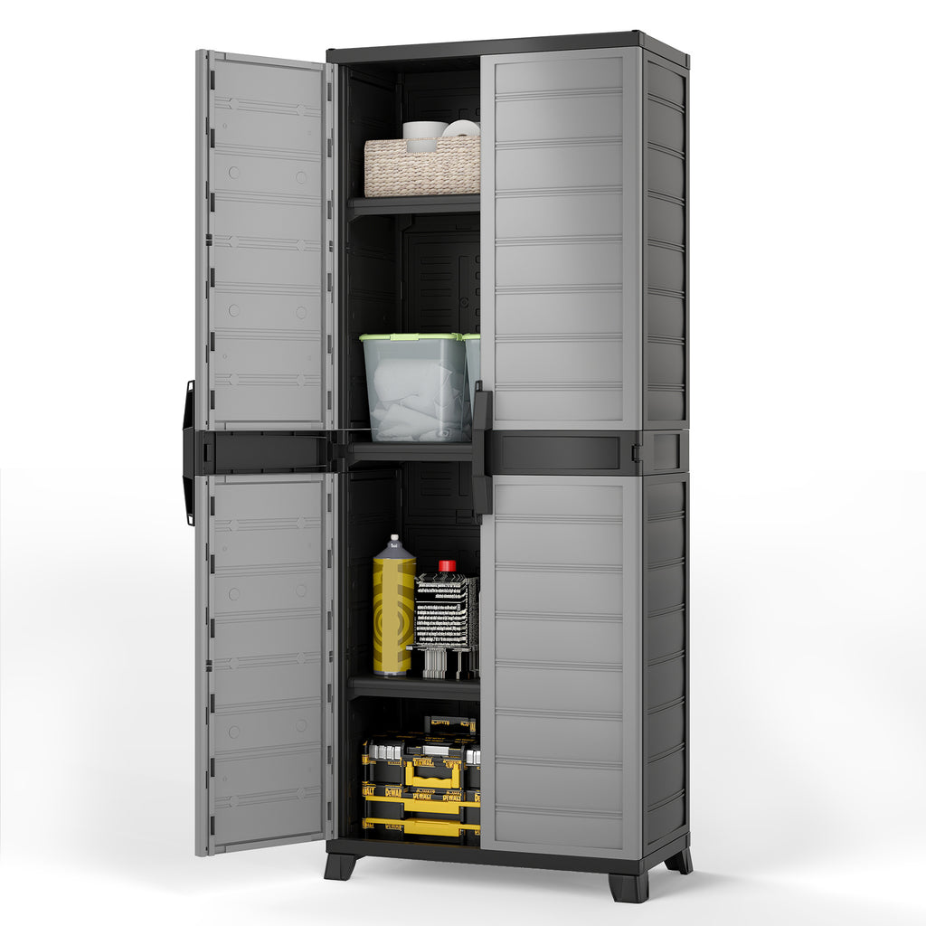 Plastic Lockable Storage Cabinet with 3 Shelves - 68" Tall