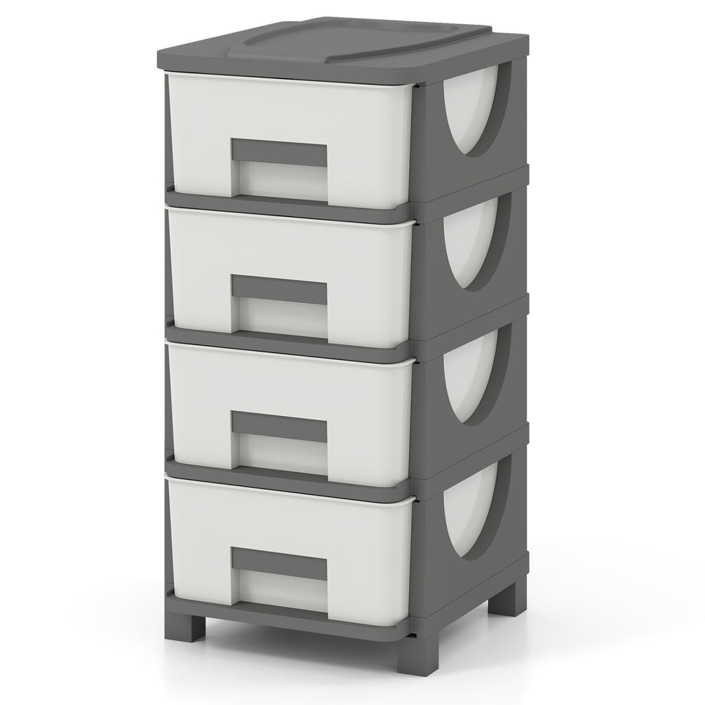 Plastic Storage Organizer Cabinet with Drawer, Gray