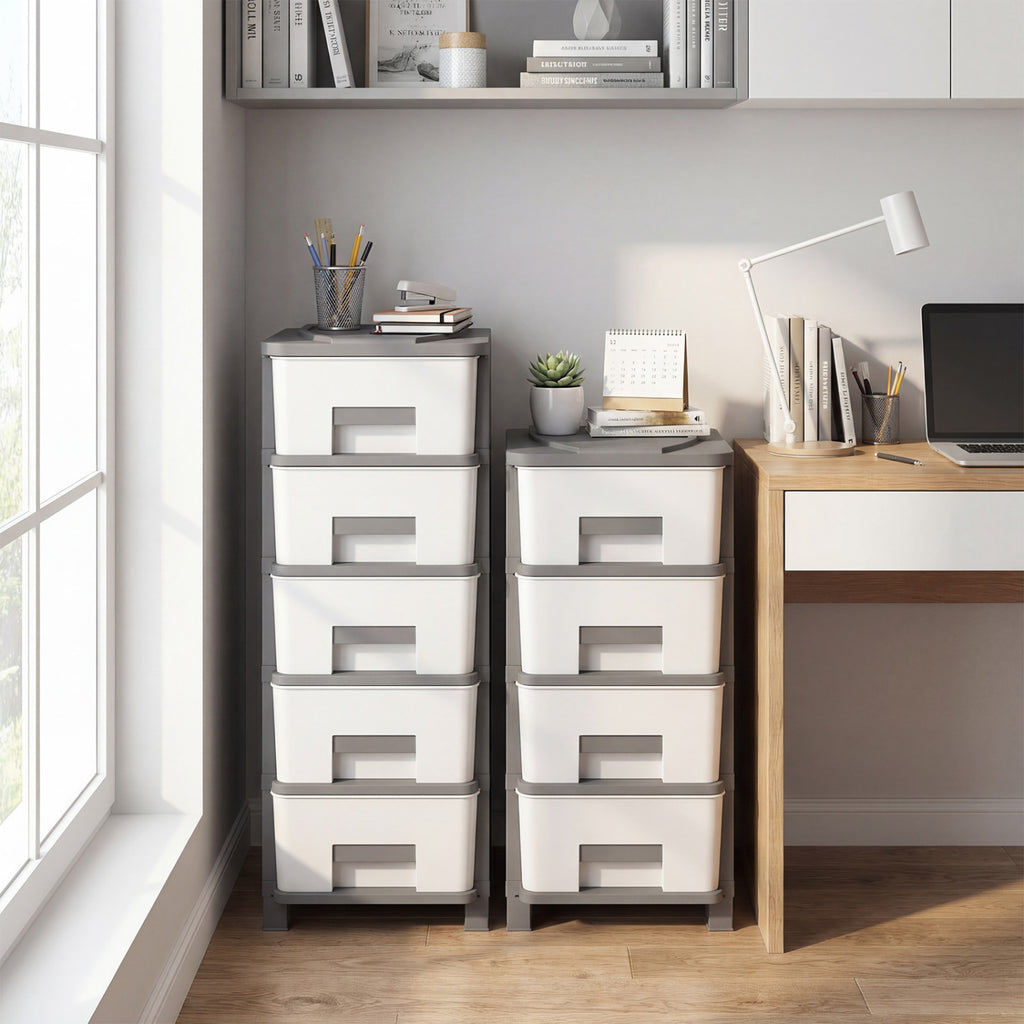 Plastic Storage Organizer Cabinet with Drawer, Gray