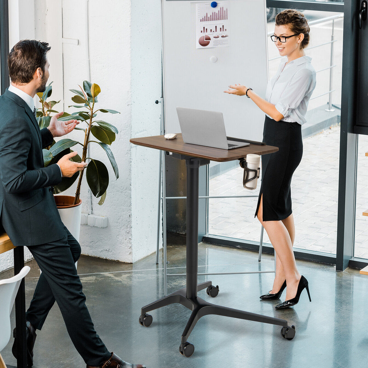 Pneumatic Standing Desk 29"-42" Adjustable - Brown