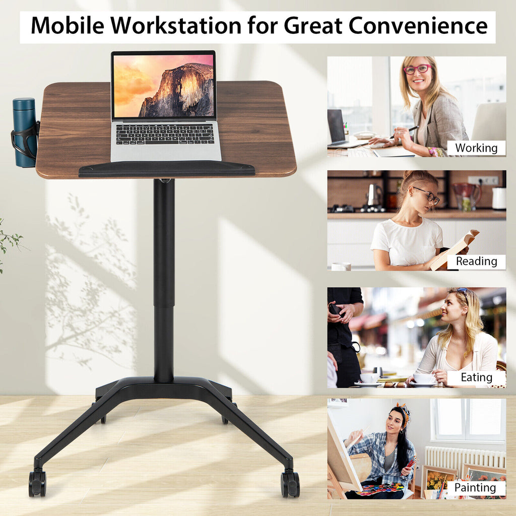 Pneumatic Standing Desk 29"-42" Adjustable - Brown