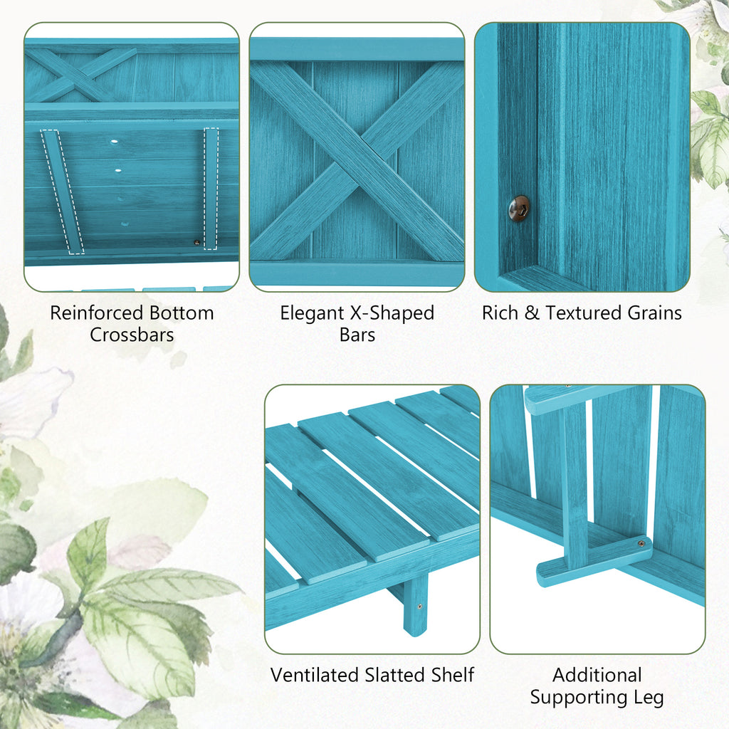 Poly Wood Elevated Planter Box with Legs & Storage Shelf - Blue