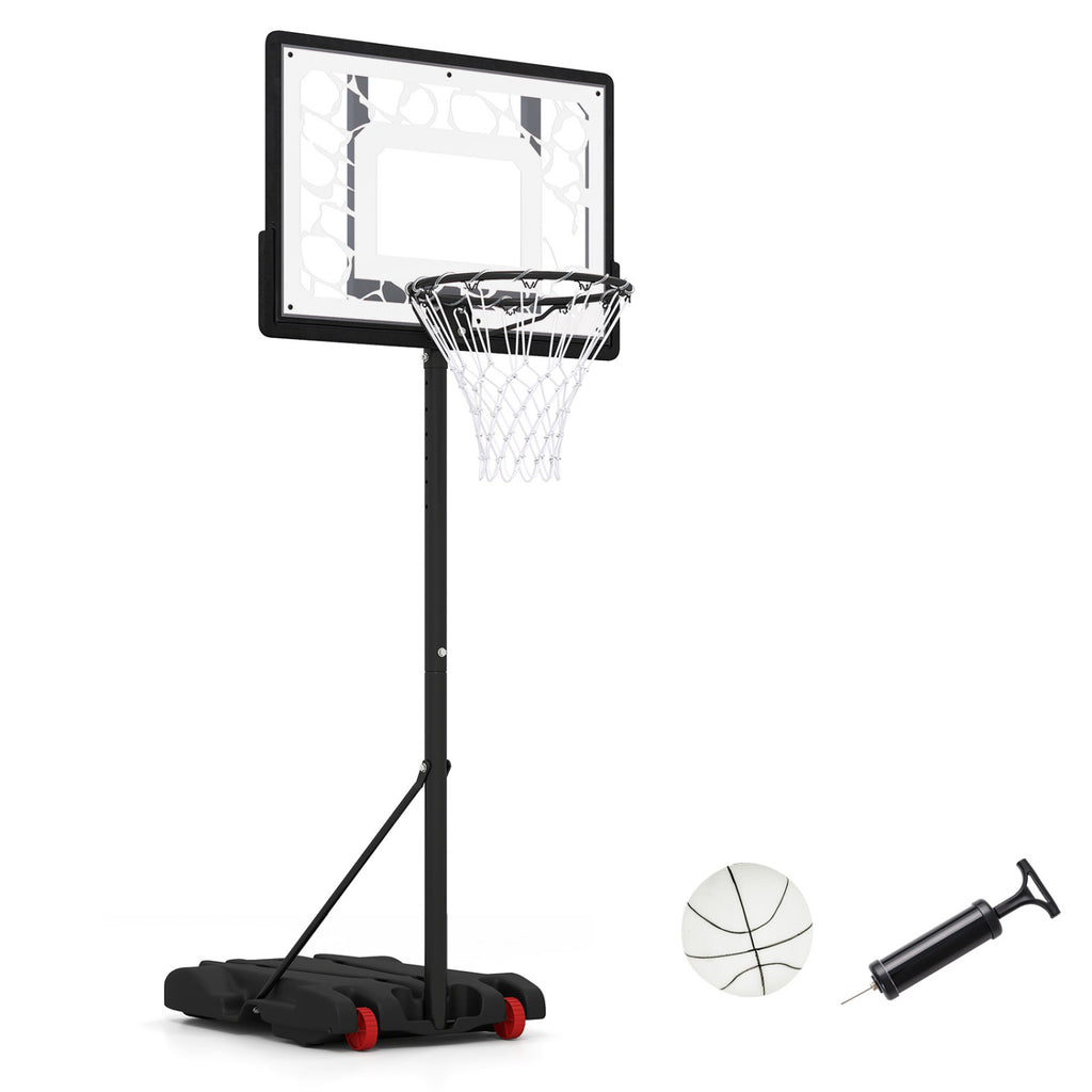 Portable LED Pool Basketball Hoop with Adjustable Rim for Night Poolside Play