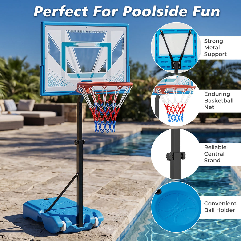 Pool Basketball Hoop with 3-Level Adjustable Height & Weighted Base - Variation 3.8-4.46 ft