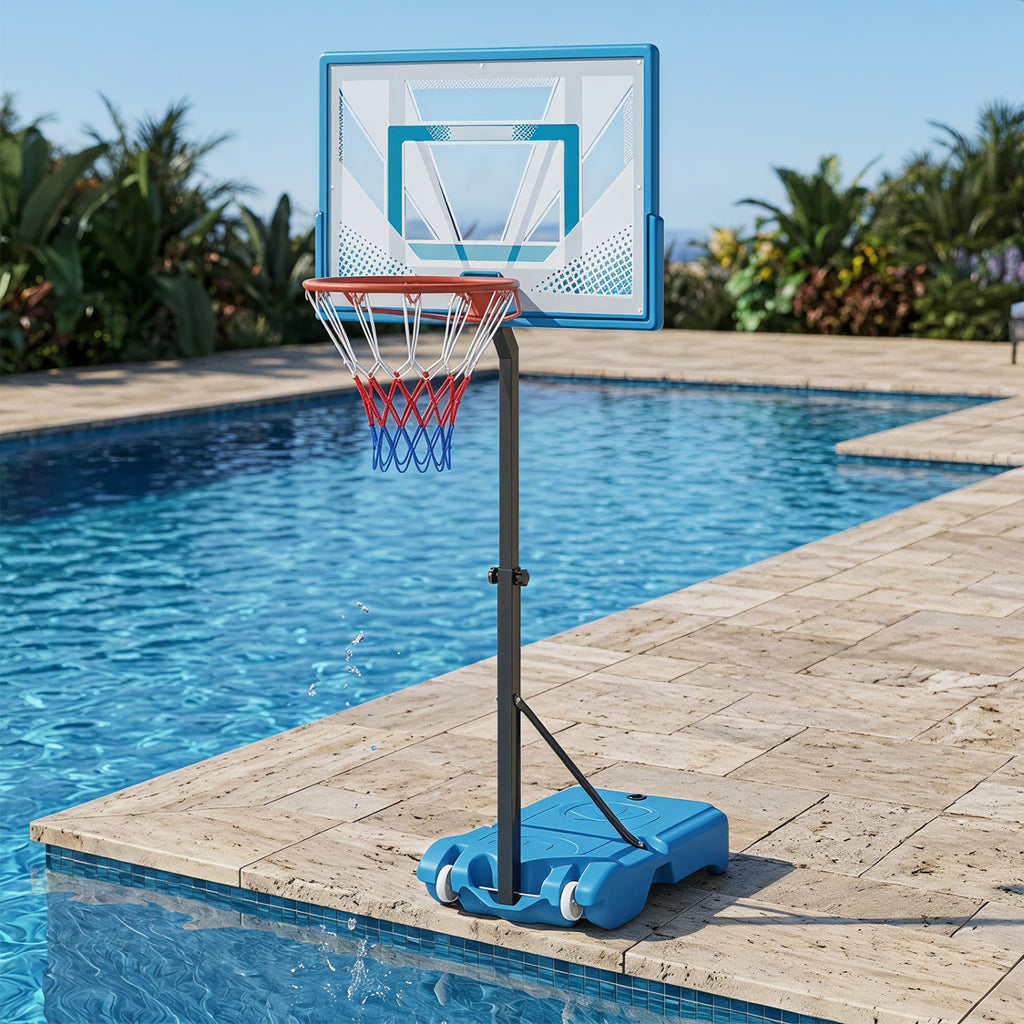 Pool Basketball Hoop with 3-Level Adjustable Height & Weighted Base - Variation 3.8-4.46 ft