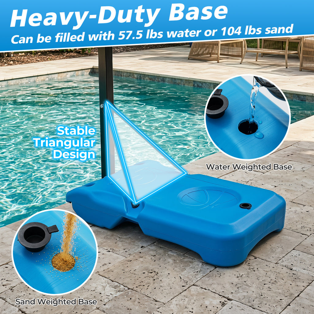 Pool Basketball Hoop with 3-Level Adjustable Height & Weighted Base - Variation 3.8-4.46 ft