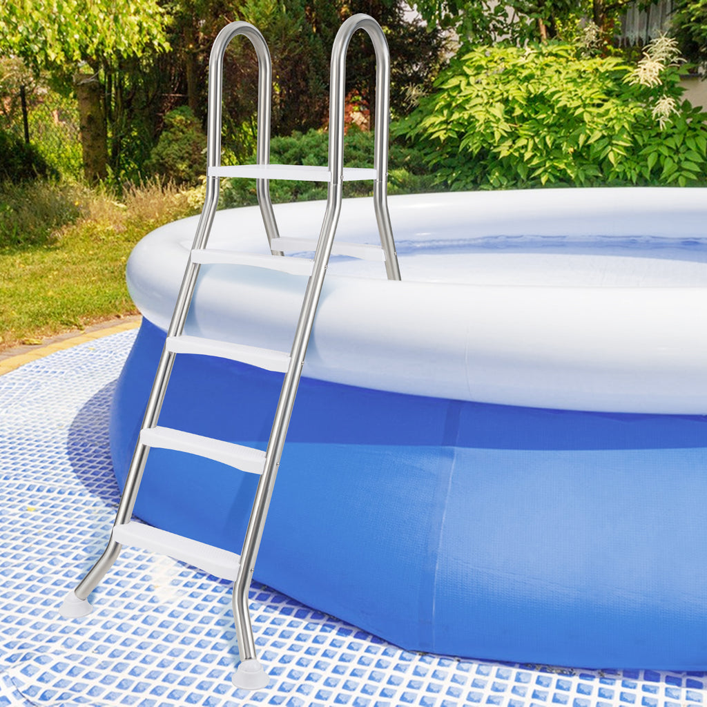 75.6" Above Ground Pool Ladder A-Frame Swimming 4-Step for Up to 55"