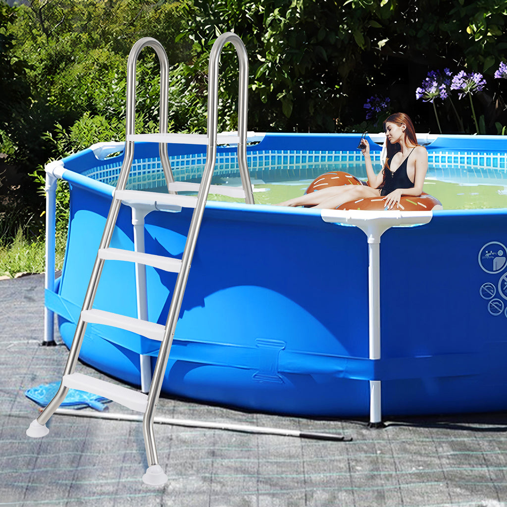 75.6" Above Ground Pool Ladder A-Frame Swimming 4-Step for Up to 55"